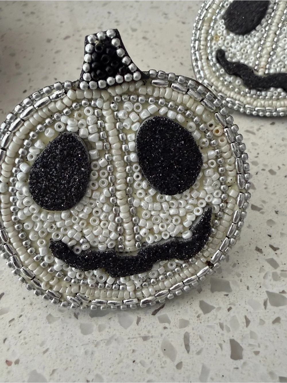 Nicole Miller Fly By Night Pumpkin Face Beaded Napkin Rings Set of 4
